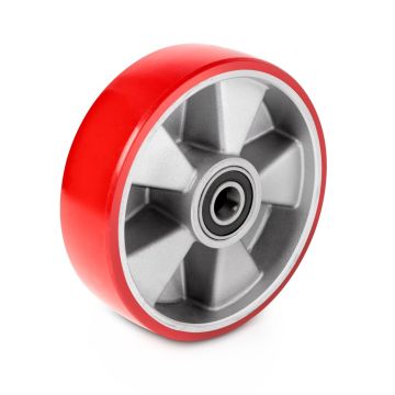 Rueda de dirección de poliuretano rojo con llantas